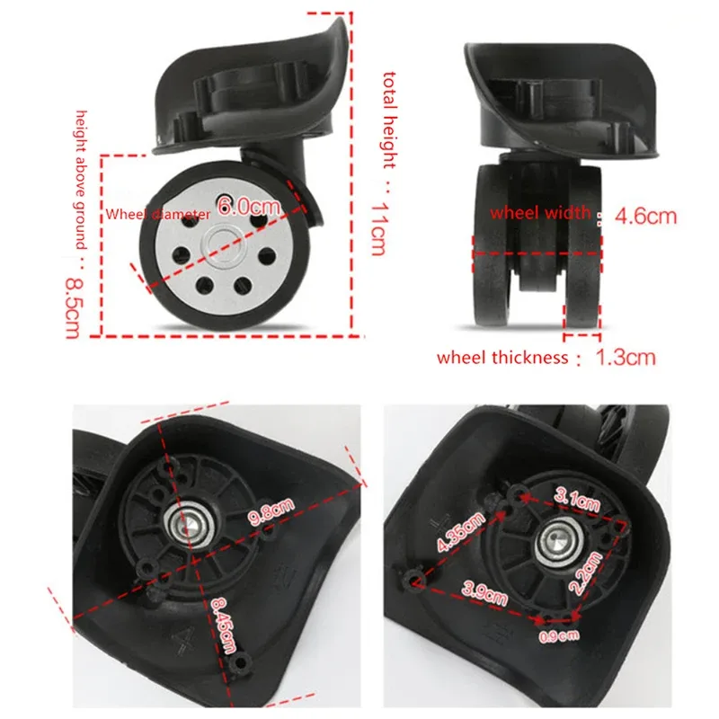 roues remplacement caoutchouc silencieuses résistantes usure rose haute qualité utilisation voyage sac bagage chariot rechange