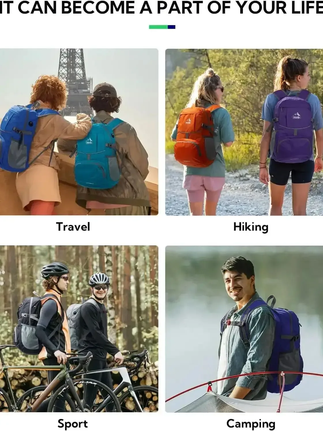 waterfly sac à dos pliable pour randonnée : 25 l, ultra léger, pliable, imperméable, pour voyage en plein air, pour femme et homme