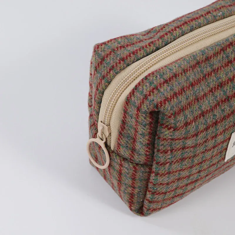 sac de rangement de voyage rétro à carreaux pour cosmétiques, trousse de toilette, rouge à lèvres, soins de la peau, sacs à main de maquillage pour filles, trousse à crayons, 2025