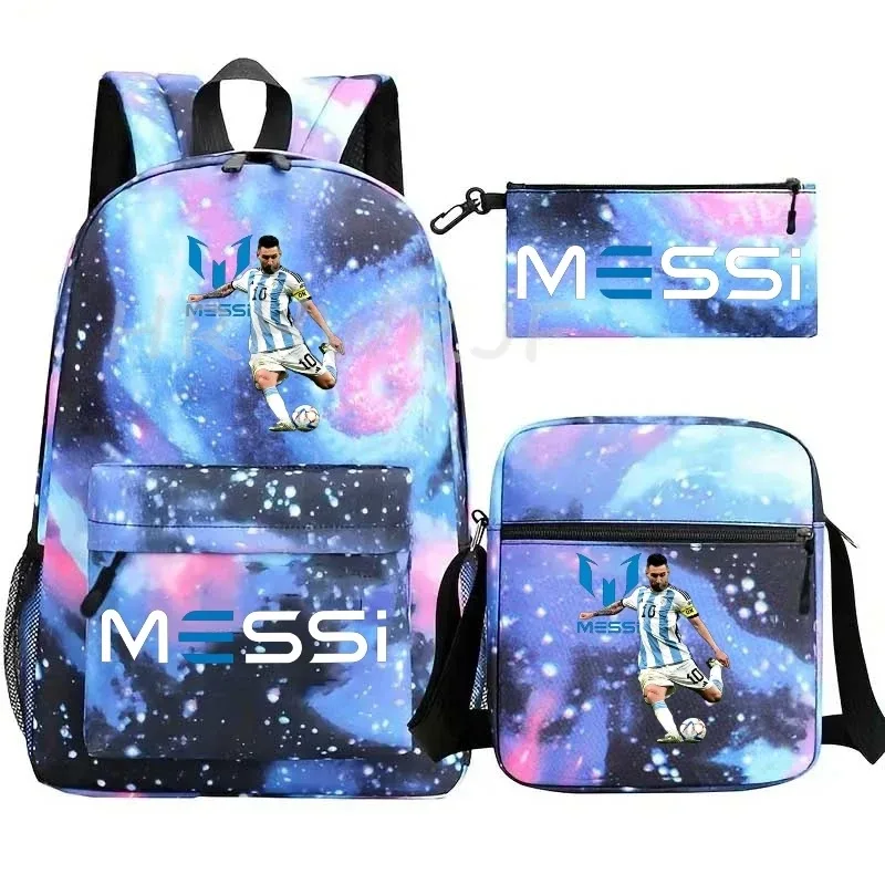 lot de 3 sacs à dos messi en nylon, simples, pour le sport, avec compartiment pour ordinateur portable, sacs à dos décontractés pour l'école, les voyages et les trajets quotidiens