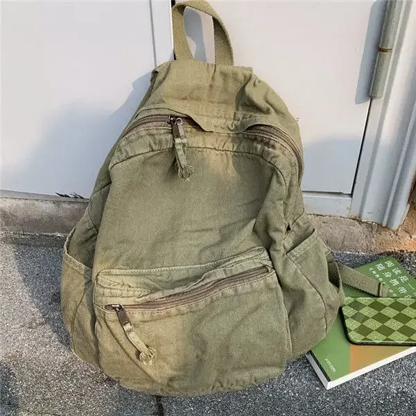 sac à dos en coton de style preppy vintage pour hommes et femmes, fermeture éclair souple, décontracté, grande capacité, style euro-américain, printemps, été, nouveau