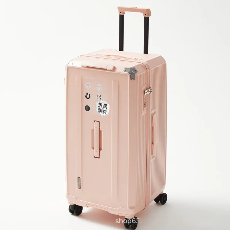 valise à roulettes grande capacité avec amortisseur à ressort, frein et roues pivotantes, poignée de transport pour étudiants