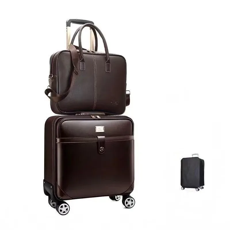  étui pour sac à dos en cuir pu, étui pour ordinateur portable de voyage d'affaires avec roues universelles, bagage à roulettes multifonctionnel
