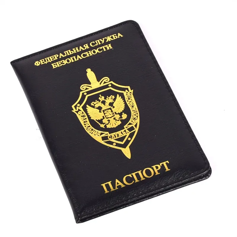 porte-passeport en cuir pu pour hommes et femmes, fsb de russie, service fédéral de sécurité russe, couverture de passeport de voyage, évaluation