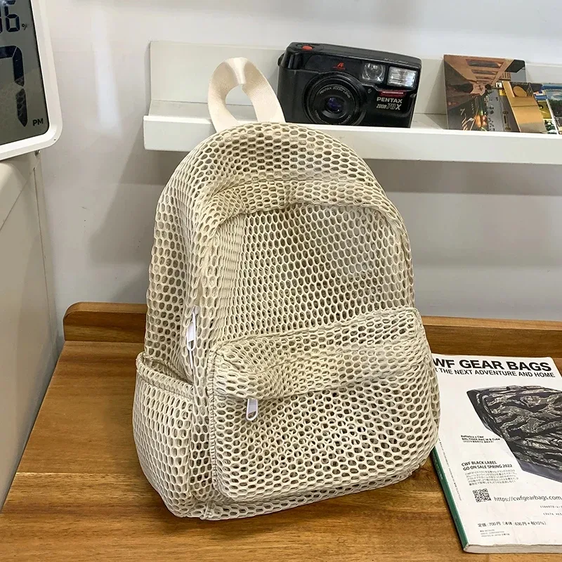 nouveautés petit sac à dos en maille sacs femmes mode couleur unie sacs à dos femmes voyage simple plage étudiant école sacs à dos
