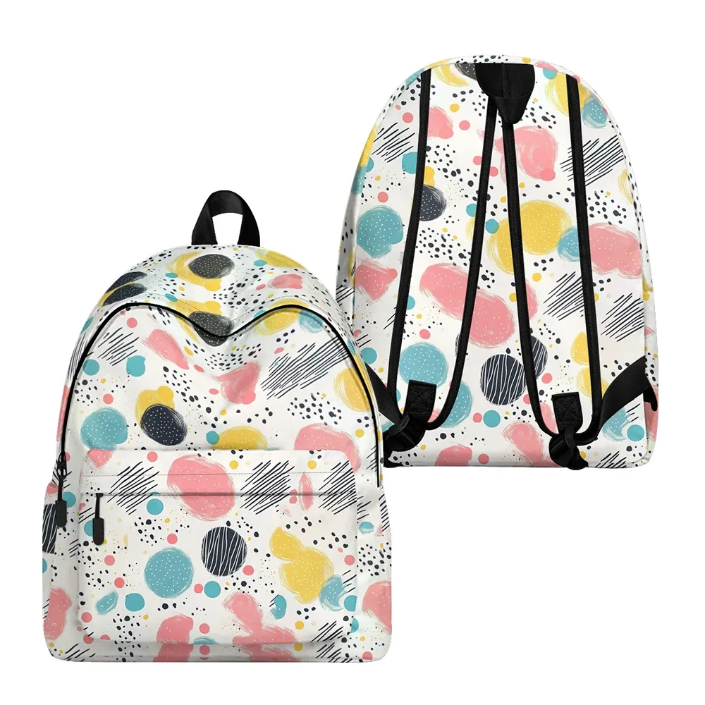 sac à dos imprimé artistique géométrique vibrant, sacs à crayons, bretelles réglables, léger et durable, sac à dos de voyage scolaire, ensembles pour adolescents