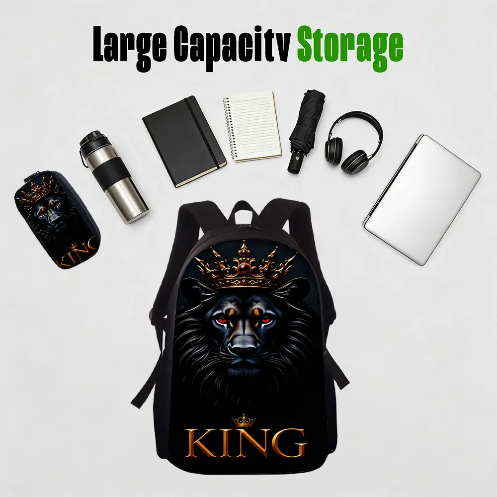 ensemble de sacs à dos motif roi lion (1/2/3/4/5 pièces) - sac à dos décontracté grande capacité avec pochette et sac fourre-tout assortis pour usage quotidien