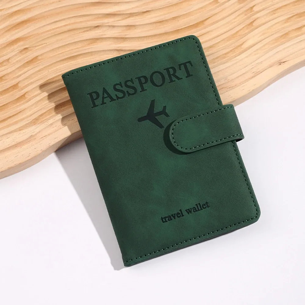 porte-passeport rfid personnalisé en pu pour homme, 2 styles d'enveloppes, motif avion imprimé, portefeuille de passeport antivol, minimaliste
