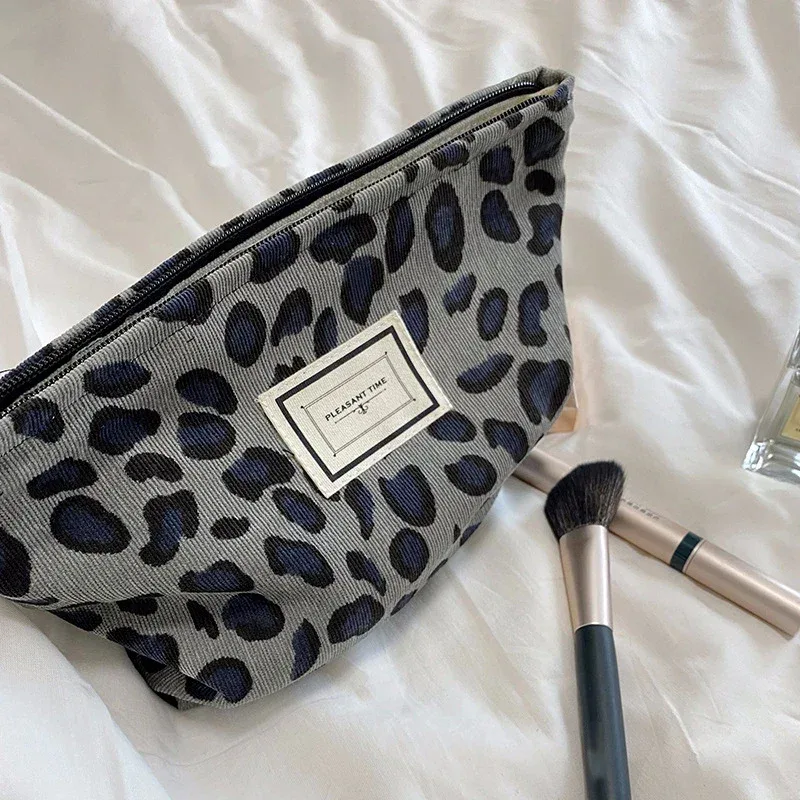 trousse de maquillage en velours côtelé pour femme, trousse cosmétique à imprimé floral rétro, étuis de rangement de beauté, poudres de maquillage de voyage