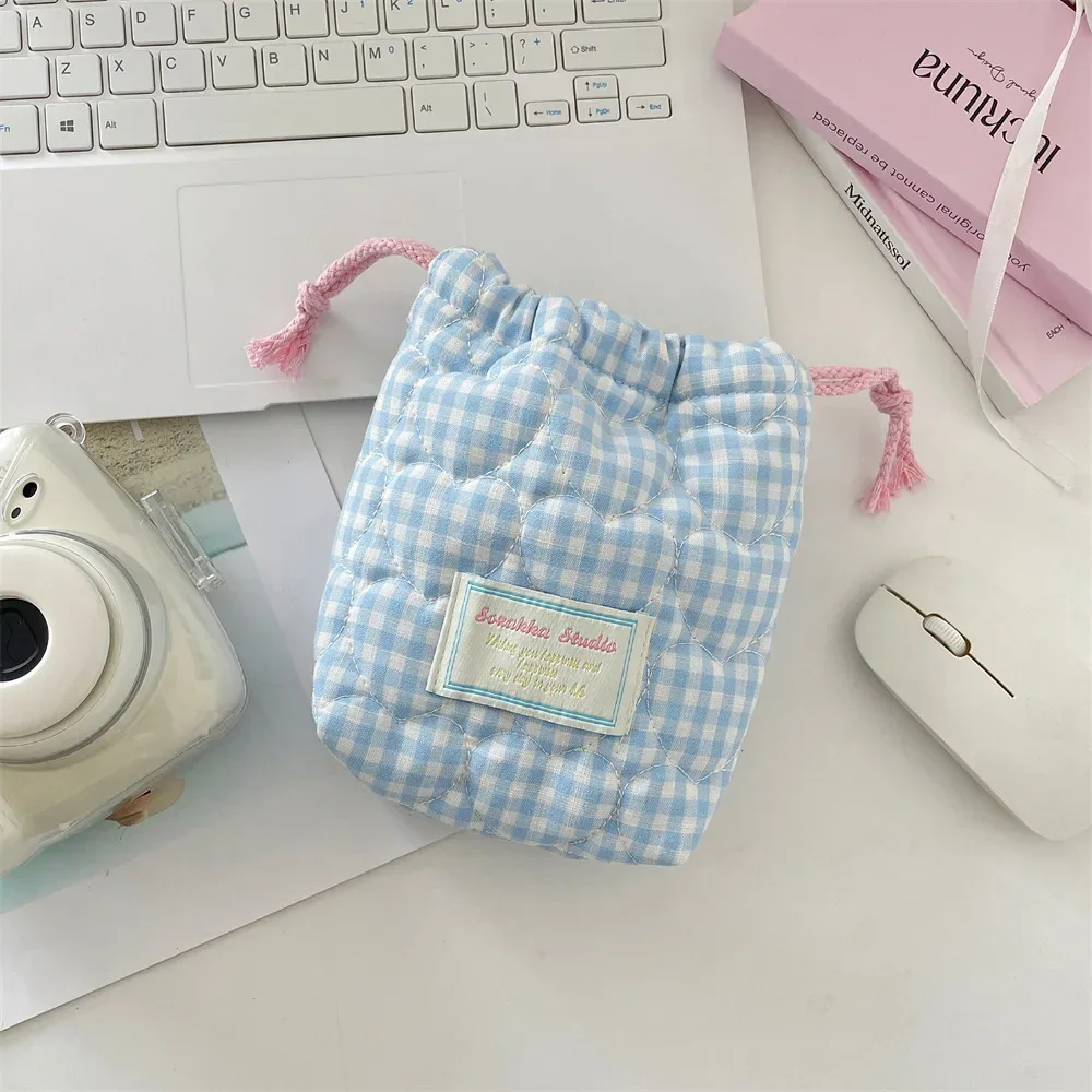 pochette de maquillage matelassée à motif étoile avec cordon de serrage, pochette de rangement souple pour appareil photo, rouge à lèvres, petit organisateur d'électronique