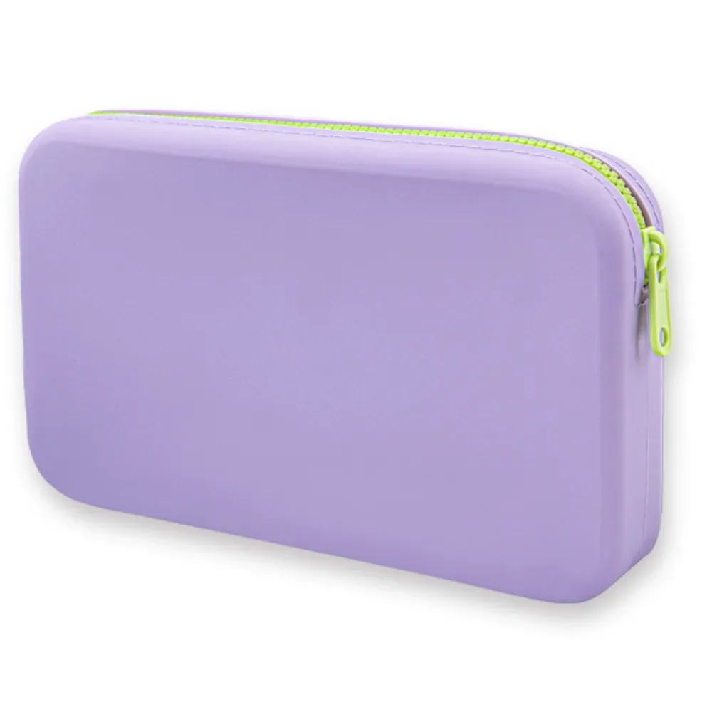 sac de rangement pour cosmétiques avec fermeture éclair, carré en silicone, grande capacité, poudres de maquillage, porte-pinceau de maquillage étanche