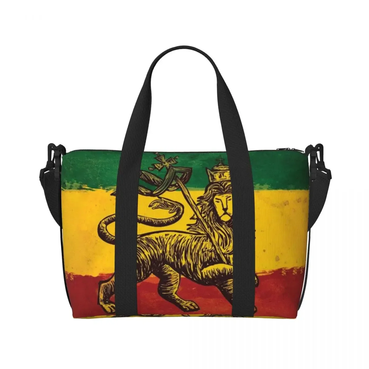 grand sac fourre-tout personnalisé rasta feel discuter of judah pour femme, jamaica rastafarian reggae shopping initié gym beach travel bag