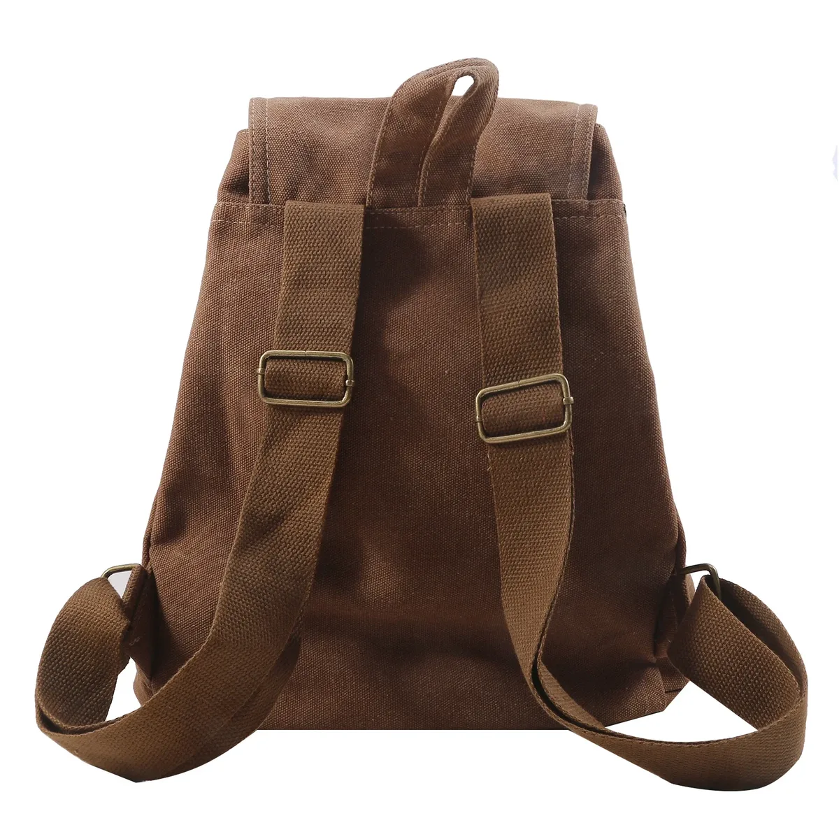 sac dos toile femelle polyester poche intérieure zippée bandoulière arquée style preppy couleur marron clair capacité 20 35 litres
