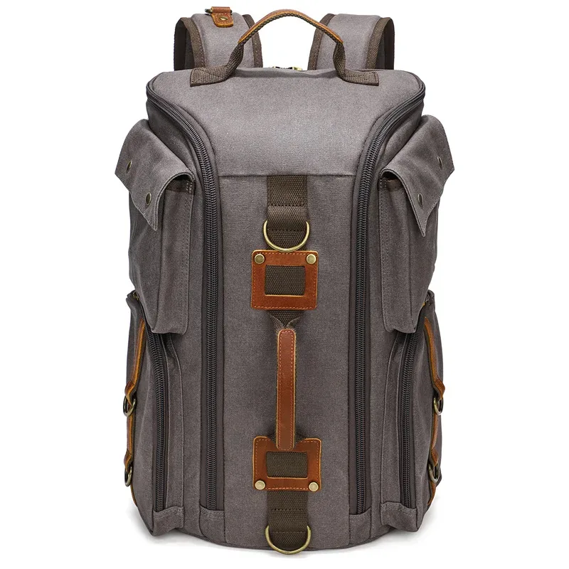 sac à dos en cuir vintage pour homme et femme, sac à dos en toile cirée, sac à dos de voyage à main, ordinateur portable 16 pouces