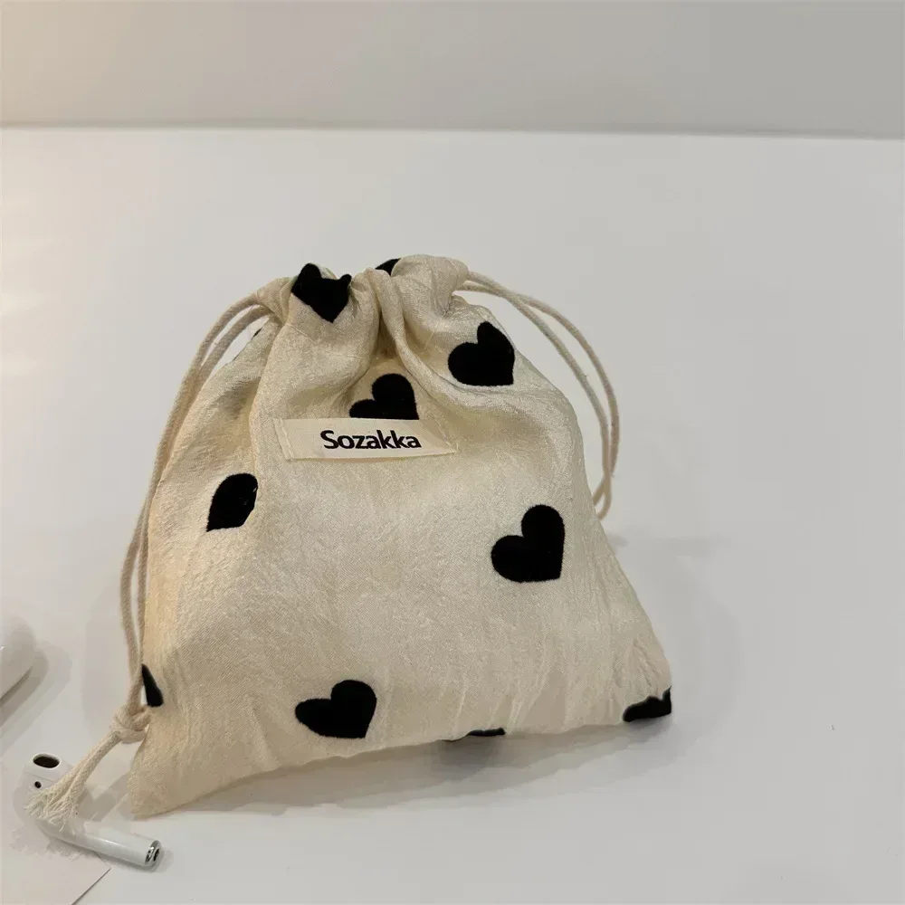 sacs à cordon college d'amour pour filles, sac de rangement pour pièces de monnaie, clé, rouge à lèvres, sac à poussière pour bijoux, sacoche de toilette portable, pigeza, l, m, s
