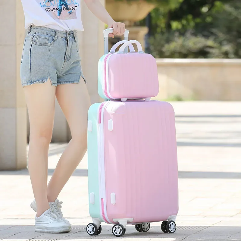 nouvelle valise à roulettes rose mignonne pour filles, valise trolley pour femmes avec roues pivotantes, valise d'école adorable pour étudiantes, valise à code, bagage cabine