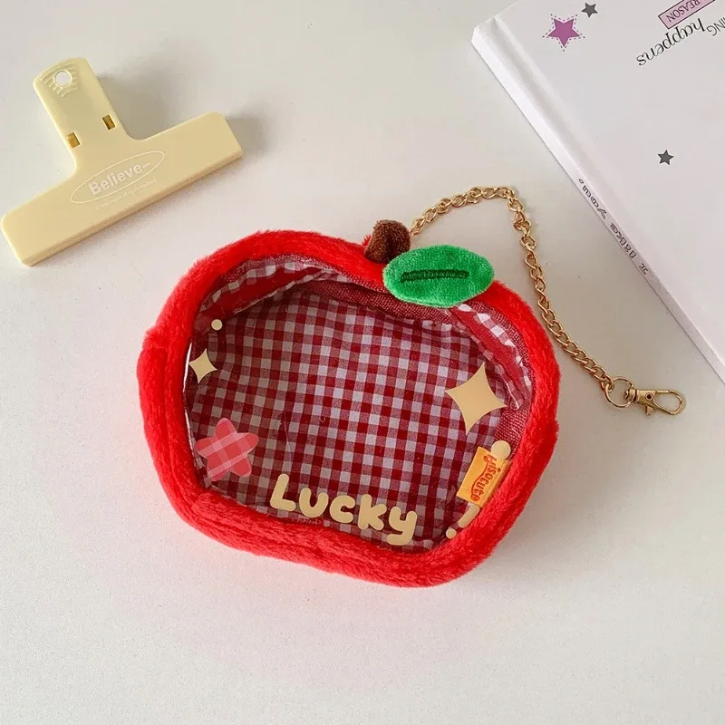 sac de rangement mignon en peluche pour poupées, sac de rangement et de présentation pour poupées en coton pour étudiants, sac anti-poussière en forme de pomme rouge, sac de transport pour bébé