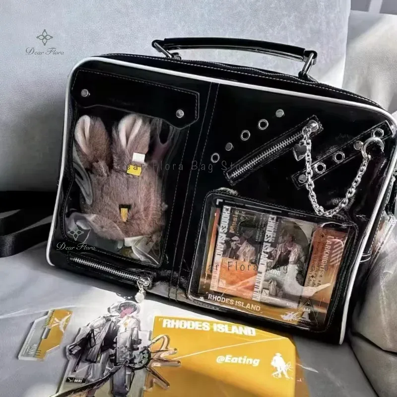 y2k ita-sac à dos transparent pour femme et fille, affichage diy, bandoulière, mode, étudiant, voyage