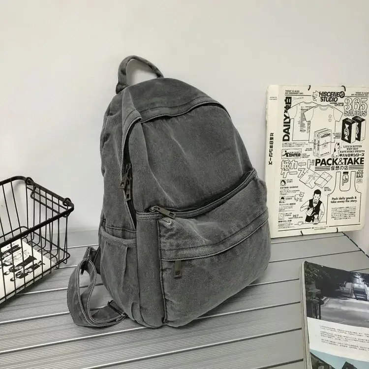 nouveau sac à dos en denim gris pour femmes, sac à bandoulière pour loisirs et voyages, cartable à la mode pour garçons et filles, mochila