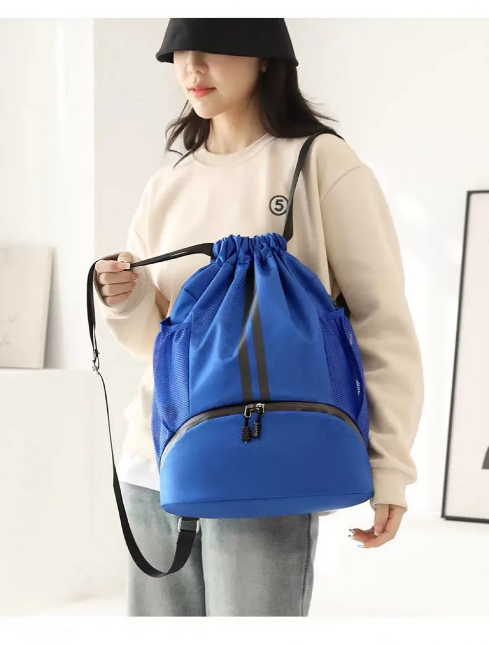 sac de basket-ball, sac de natation, sac de rangement pour femme avec séparation humide/sèche, sac à dos de sport, sac à dos de fitness à cordon de serrage
