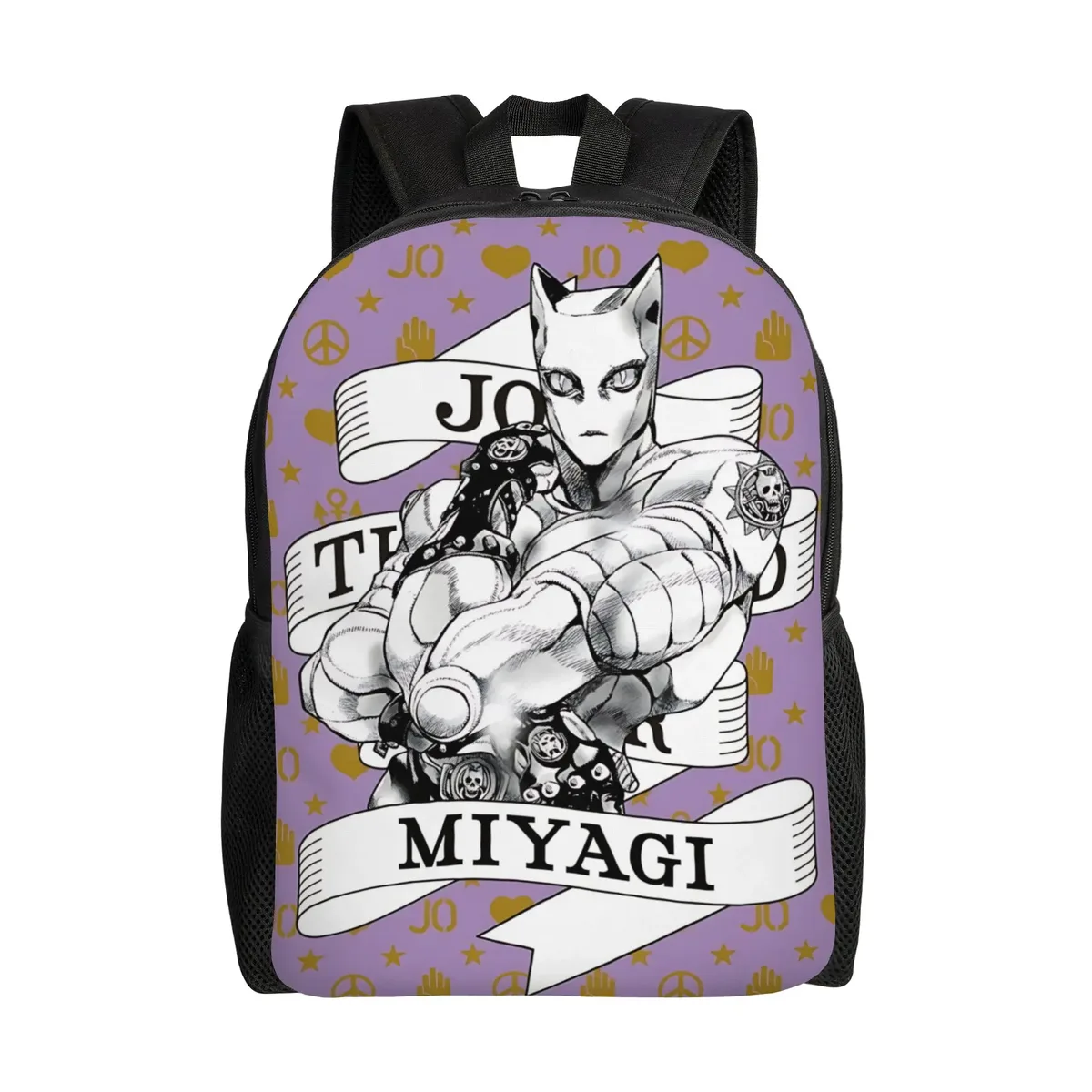 sac à dos jojo's bizarre adventure world, sac ita, sac à dos décontracté pour le camping avec fermeture éclair, motif anime jojo