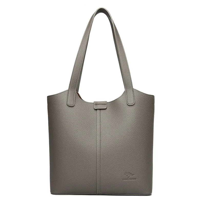 sac à bandoulière en cuir souple pour femmes, marque authentique, fourre-tout décontracté, couleur unie, sac à main design simple, sac de transport