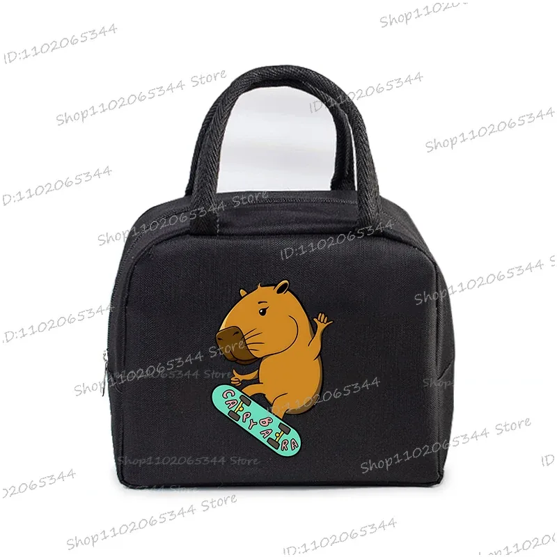 kawaii capybara design boîte à déjeuner sac de rangement femmes dessin animé capybara imprimer portable bento sacs animaux capybara amant sacs à déjeuner