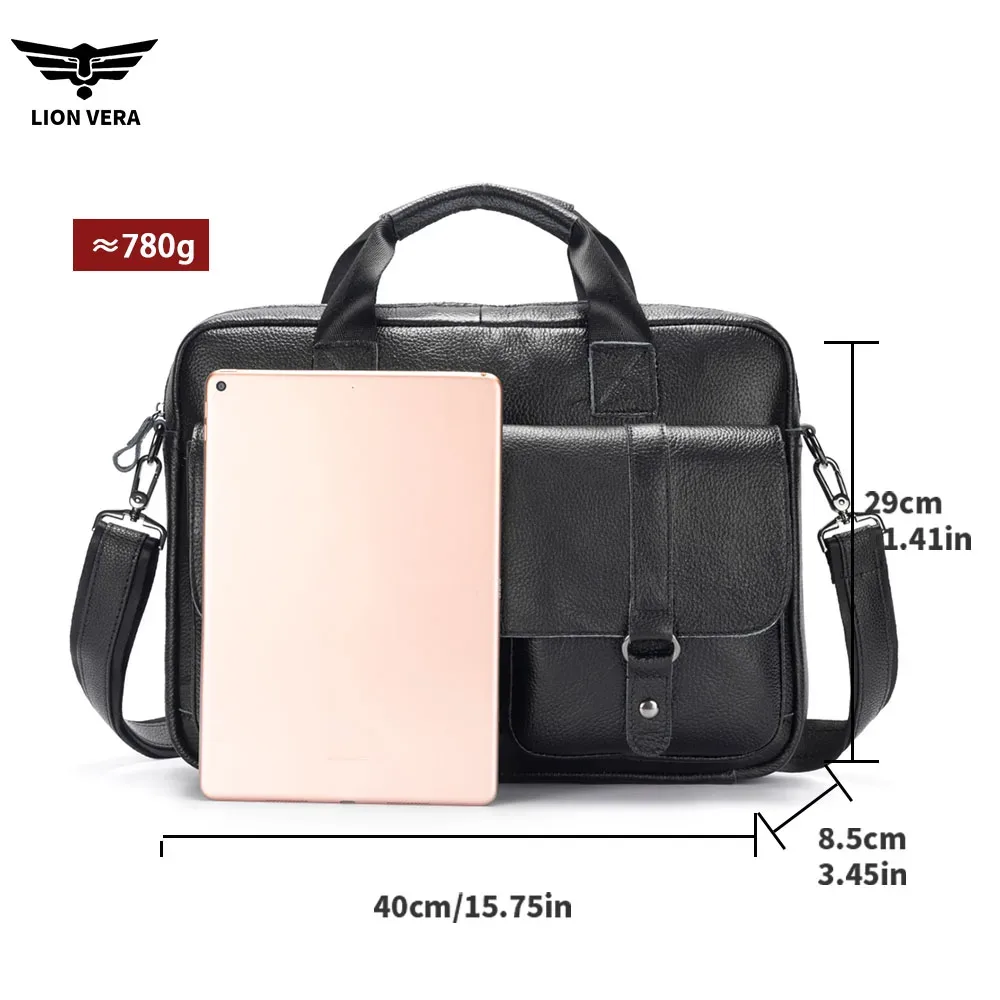 lion vera sac à main en cuir véritable pour homme, sac de travail décontracté, sac de transport portable, sac bandoulière, sac pour ordinateur portable de 15,7 pouces