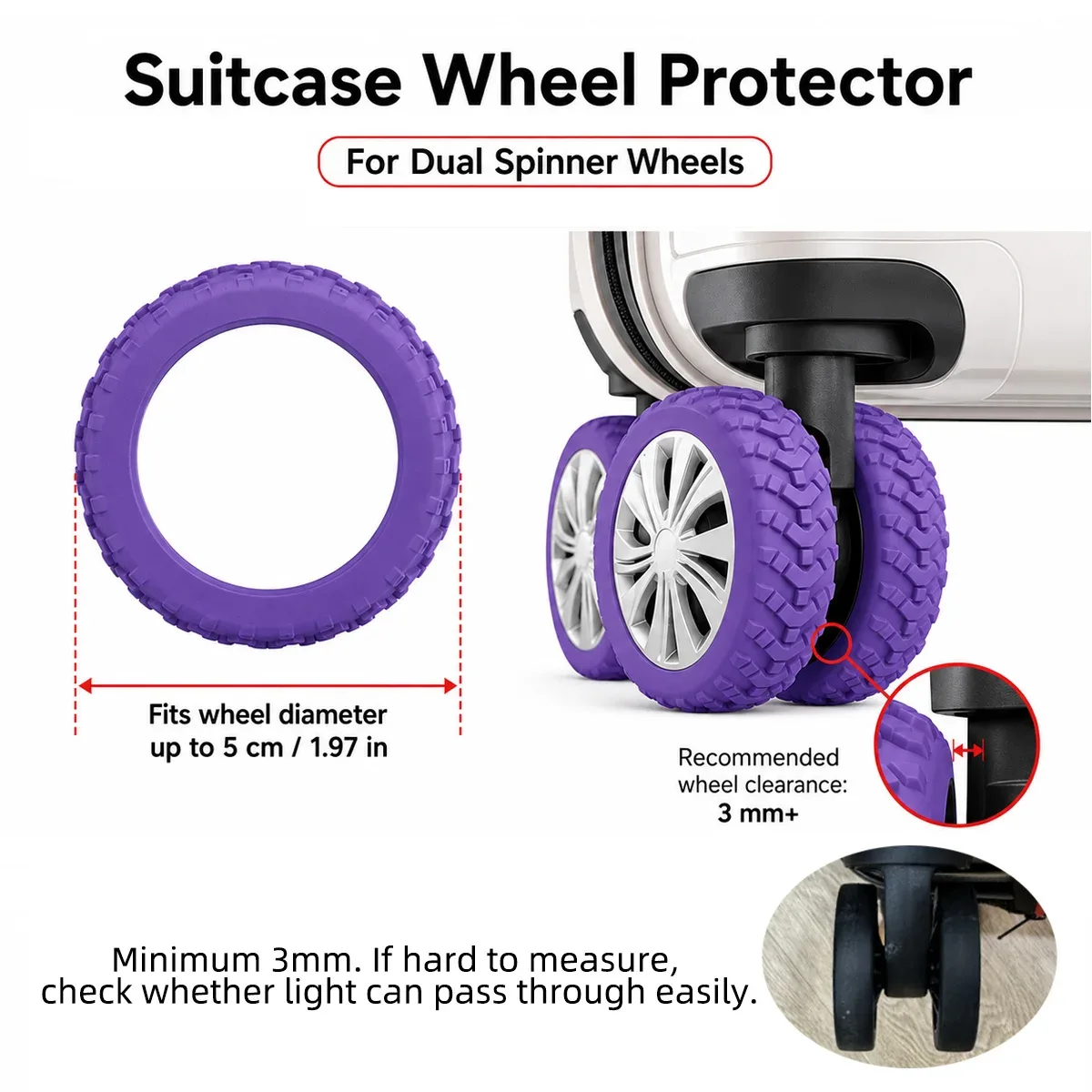 protection roue silicone silencieuse souple antidérapante usure voyage valise roulement stabile choc absorption instalation facile