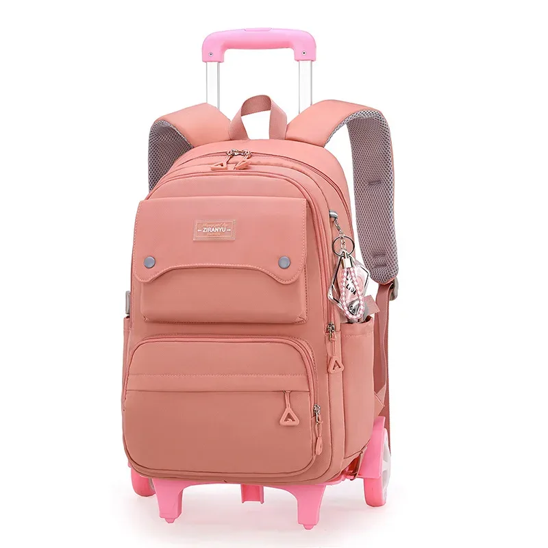 nouveau sac à dos scolaire à roulettes pour enfants, sac à dos à roulettes pour filles, sac à dos à roulettes multifonctionnel