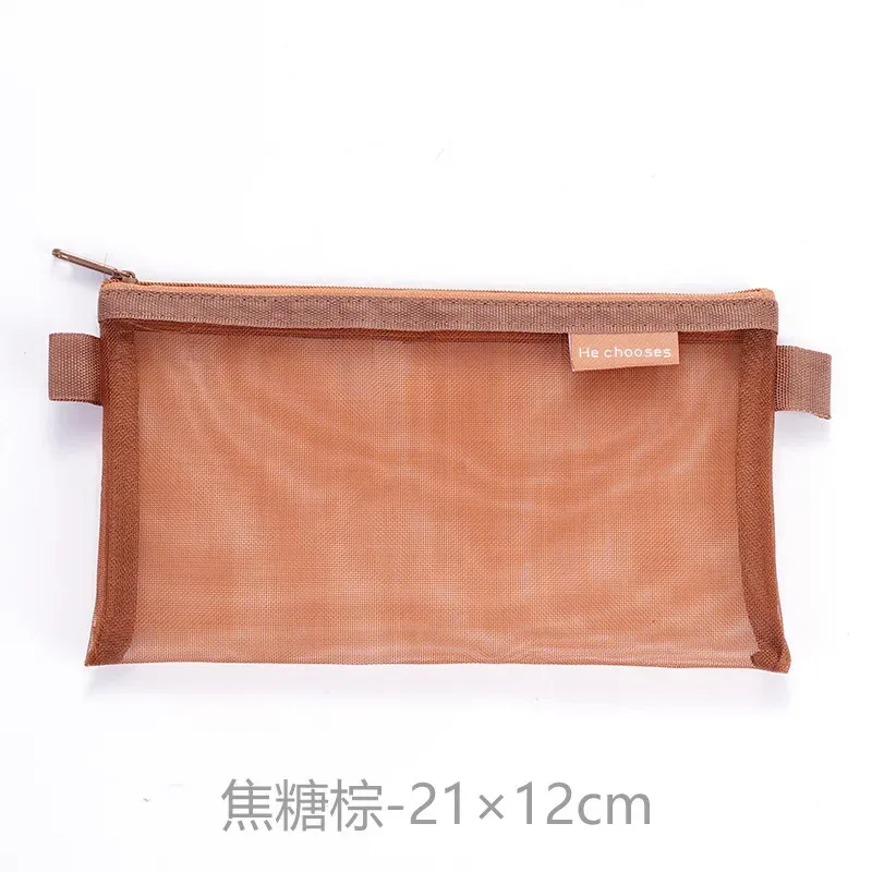 sac de rangement cosmétique en maille pour femme, étui à crayons à fermeture éclair simple, sac transparent, poudres de maquillage, sac à main de voyage portable, outils de beauté