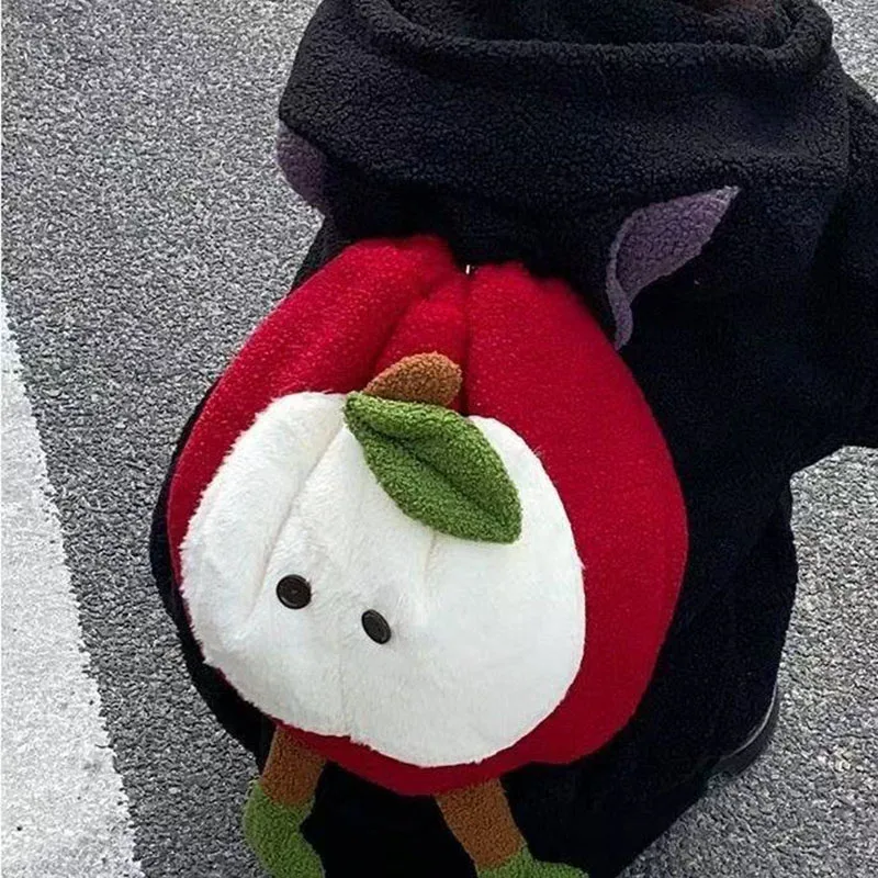 sac dos polyester rouge pomme moelleuse bandoulière arquée chain brodée grande capacité voyage cosplay