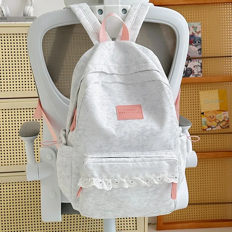 nouveau sac à dos de voyage 2026 en dentelle style japonais ins léger grande capacité pour femme, sac d'école respirant en nylon imperméable