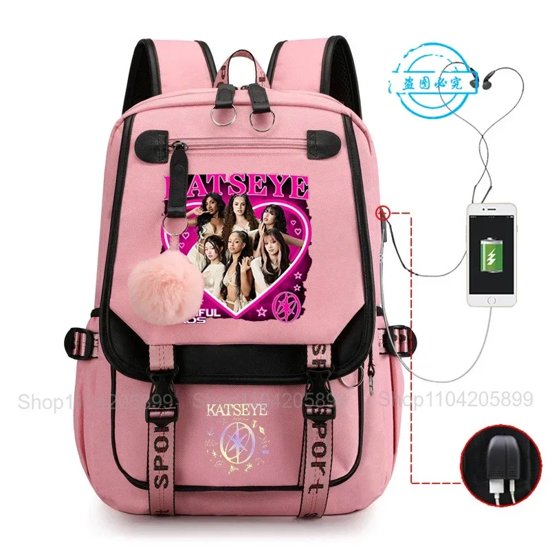 sac à dos katseye kpop mochila pour garçons et filles, sac d'école, sac de voyage quotidien, sac à dos décontracté pour ordinateur portable