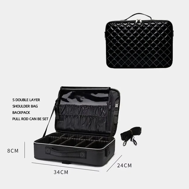 sac à cosmétiques en cuir pu imperméable, sac de rangement professionnel de grande capacité, sac à main de maquillage, trousse de toilette de voyage pour femmes
