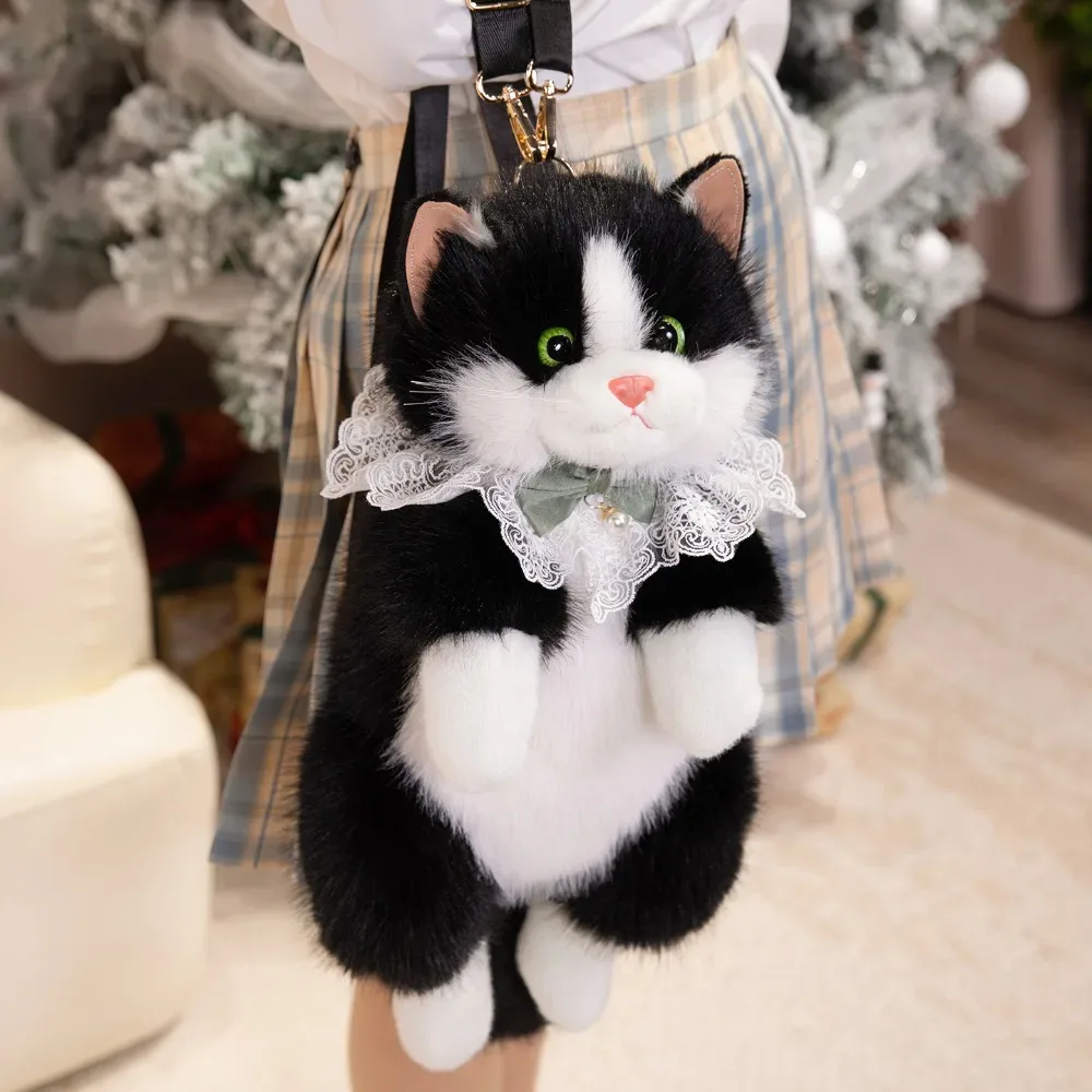 sac à dos super réaliste pour chat, simulation de marionnette, animaux en peluche, sacs d'école pour chat de dessin animé, rangement de voyage, sac d'animaux mignons