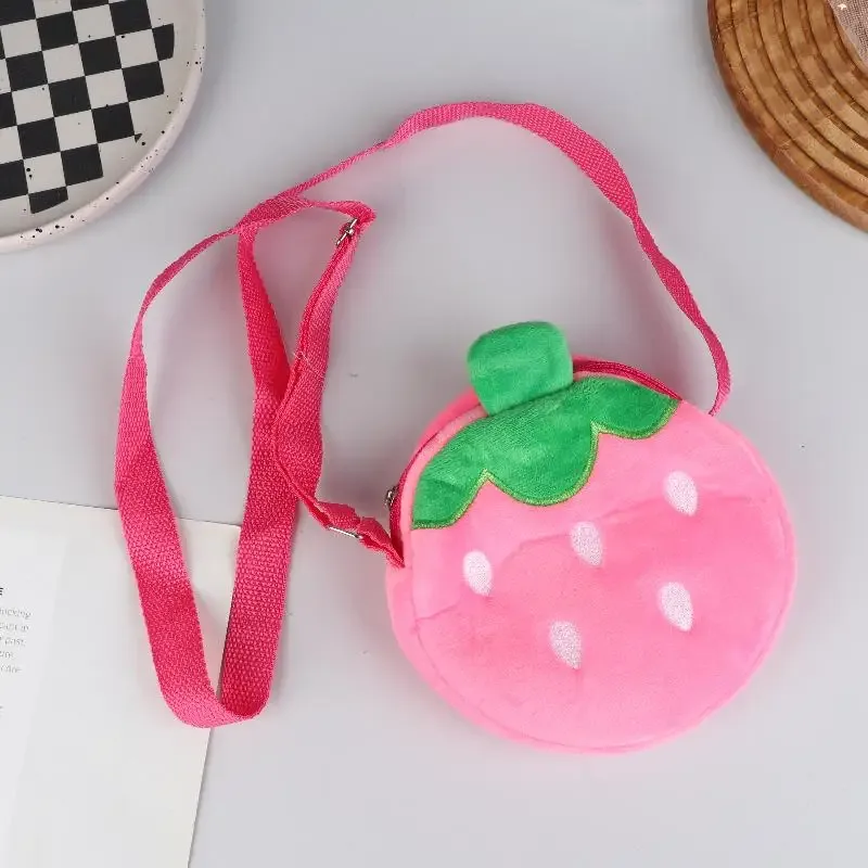 sac à bandoulière en peluche fraise de dessin animé, sac à bandoulière mignon en forme de fraise, sac pour téléphone, porte-monnaie, portefeuille pour enfants et adultes, cadeau