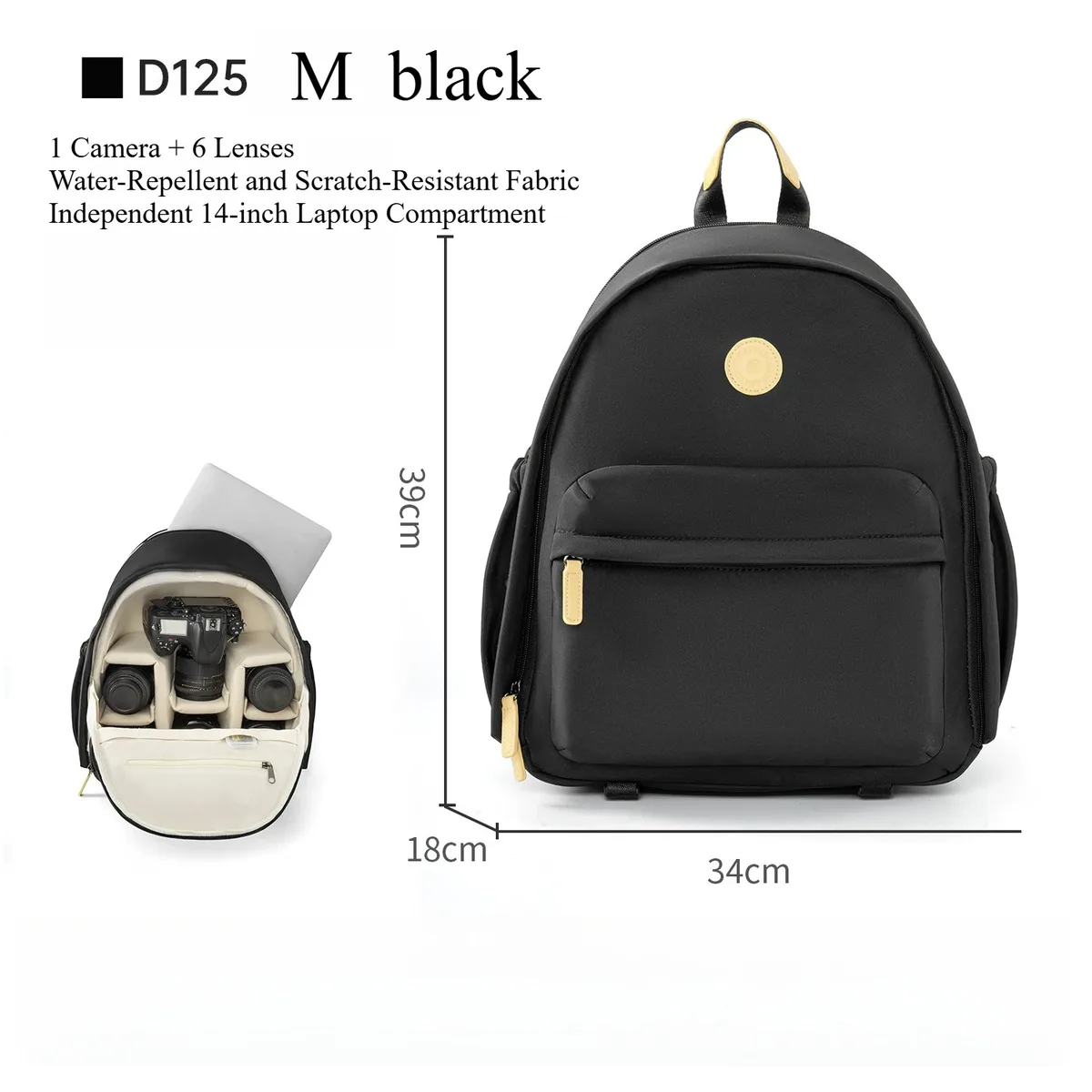 sac à dos cwatcun. sac à dos pour appareil photo, sac pour appareil photo reflex numérique élégant et tendance avec compartiment pour ordinateur portable et trépied