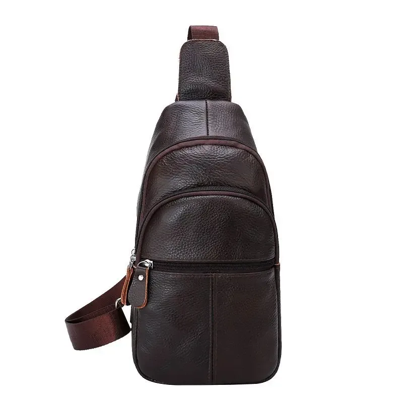 sac de poitrine en cuir véritable pour hommes, sac à bandoulière en cuir de vache de grande capacité, sac à bandoulière pour hommes d'affaires, sac de rangement pour téléphone