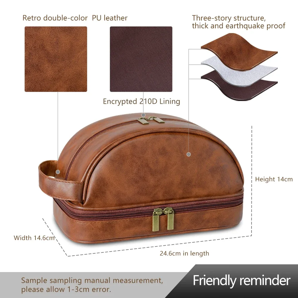 trousse de toilette en cuir pour homme – grande capacité, étanche, idéale pour les voyages – sac de rangement haut de gamme pour hommes