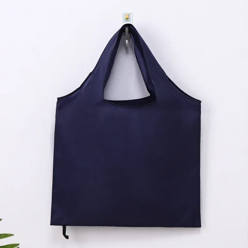 sac de courses réutilisable pour femmes et hommes, sac d'épicerie pliable en nylon de couleur unie, sac fourre-tout écologique, sacs à main portables