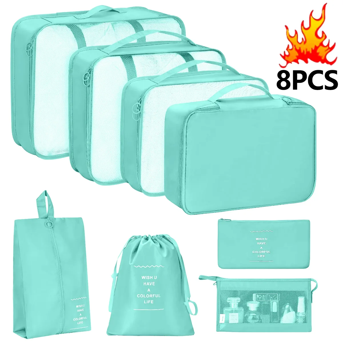 organisateur voyage sacs rangement polyester beige noir chaussures vêtements cube pliant accents double glissières transport usage