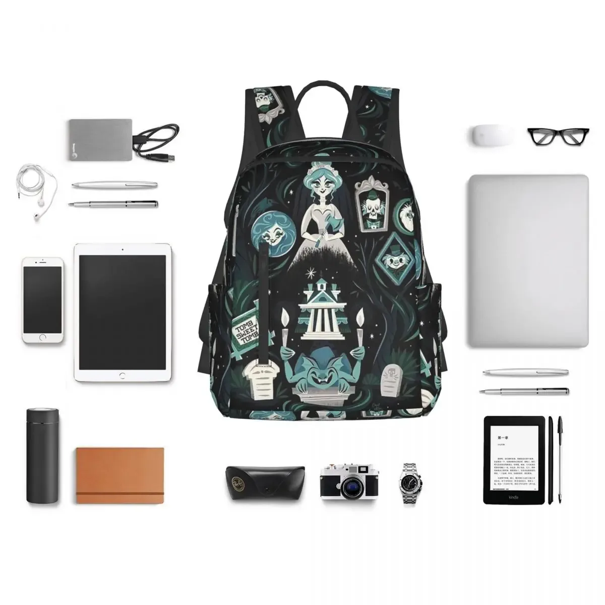 sac à dos haunted mansion pour étudiants, garçons et filles, sac d'école pour enfants, sac à bandoulière pour ordinateur portable pour hommes et femmes