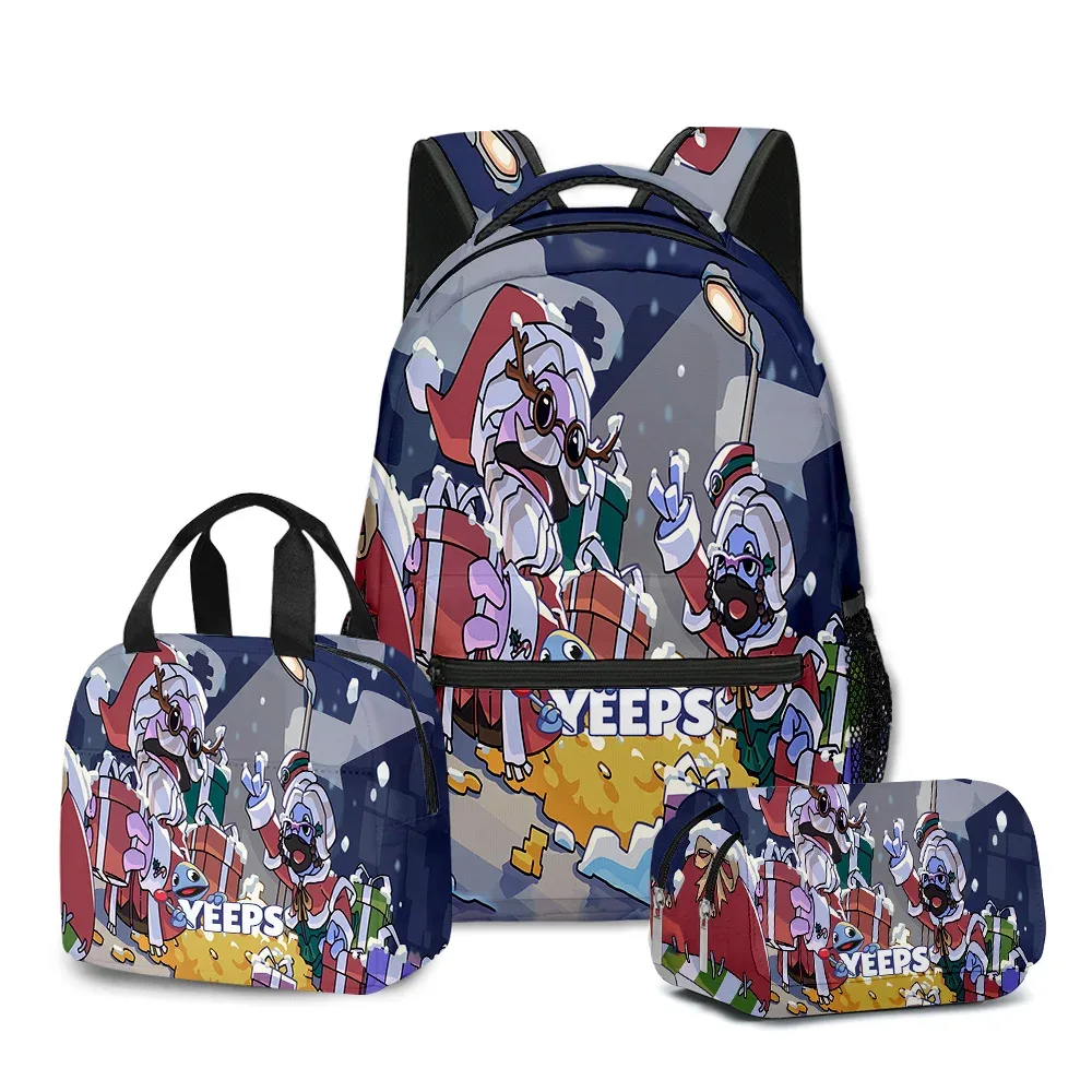 chimyouthful yeeps hide and seek 3d print sacs d'école pour étudiants, sac à dos pour ordinateur portable, sac à lunch portable, étui à crayons, 3 pièces par ensemble