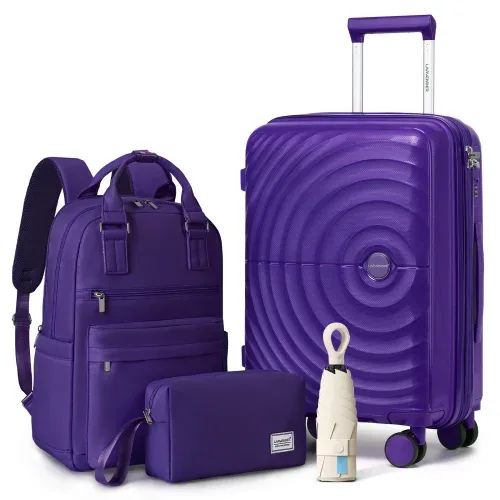ensemble de 3 valises légères extensibles en pp de 20 pouces avec roulettes