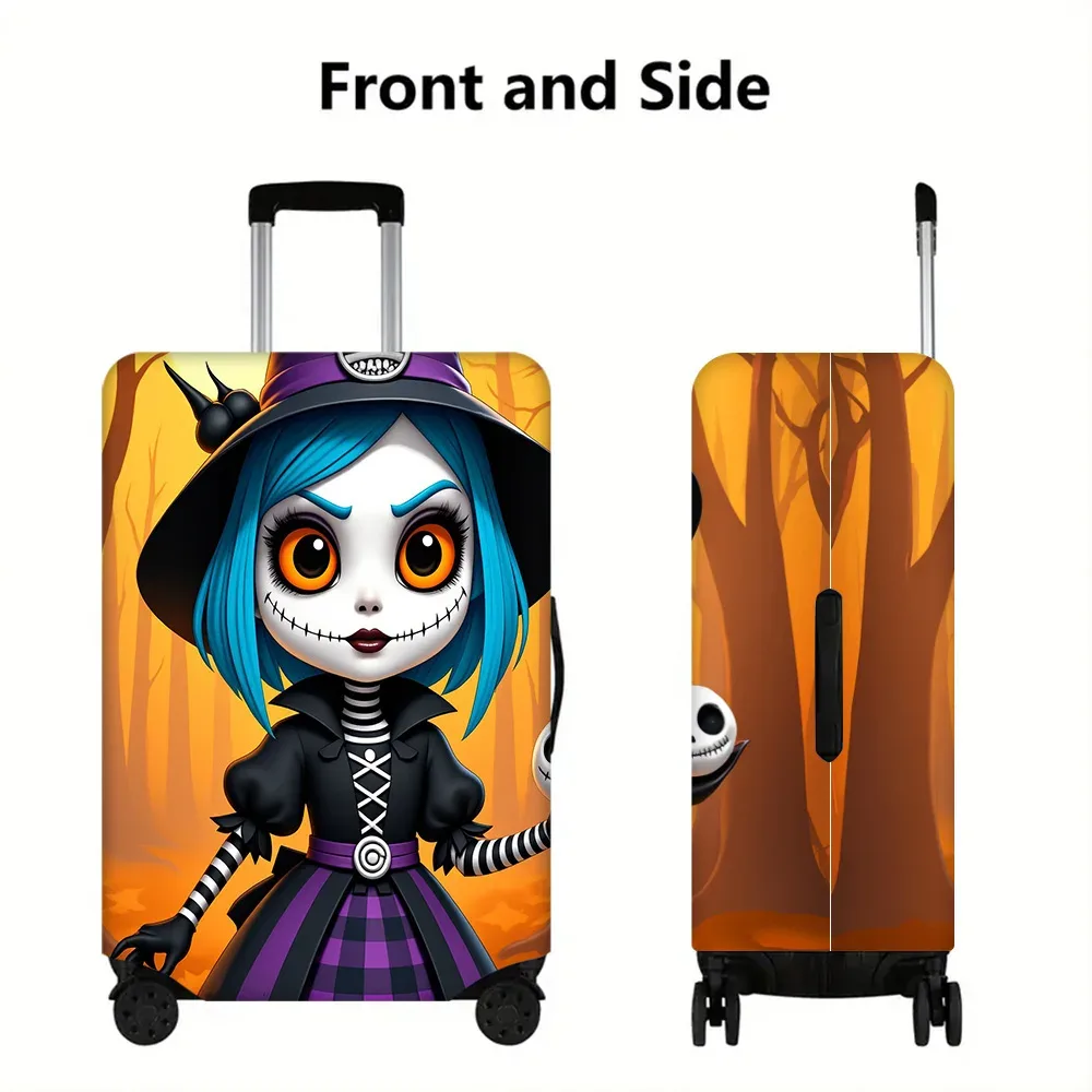 1 housse de bagage à imprimé sorcière d'halloween pour bagages de 18 à 32 pouces ; accessoires de voyage anti-poussière et élastiques pour protéger efficacement vos bagages