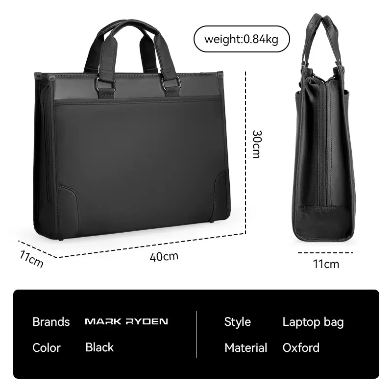 sacoche d'affaires élégante mark ryden, sacoche pour ordinateur portable 14 pouces, imperméable, avec fermeture éclair ykk