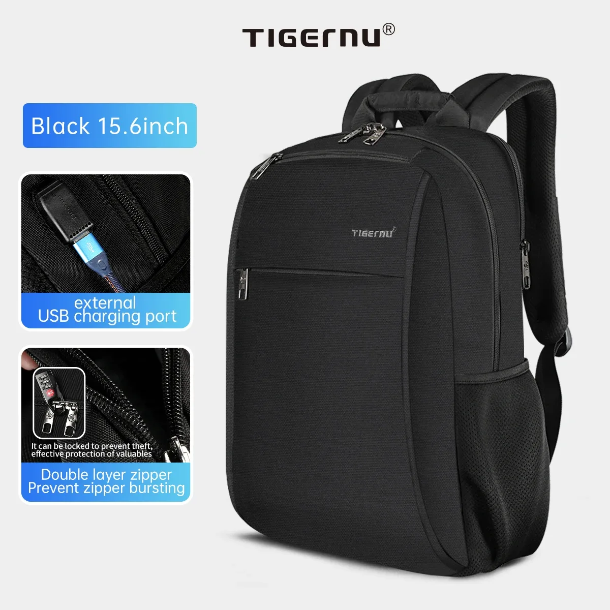sac à dos étanche pour ordinateur portable pour homme, sac de voyage pour l'école, port de chargement usb 4,0 a, garantie à vie, 15.6, 17 pouces