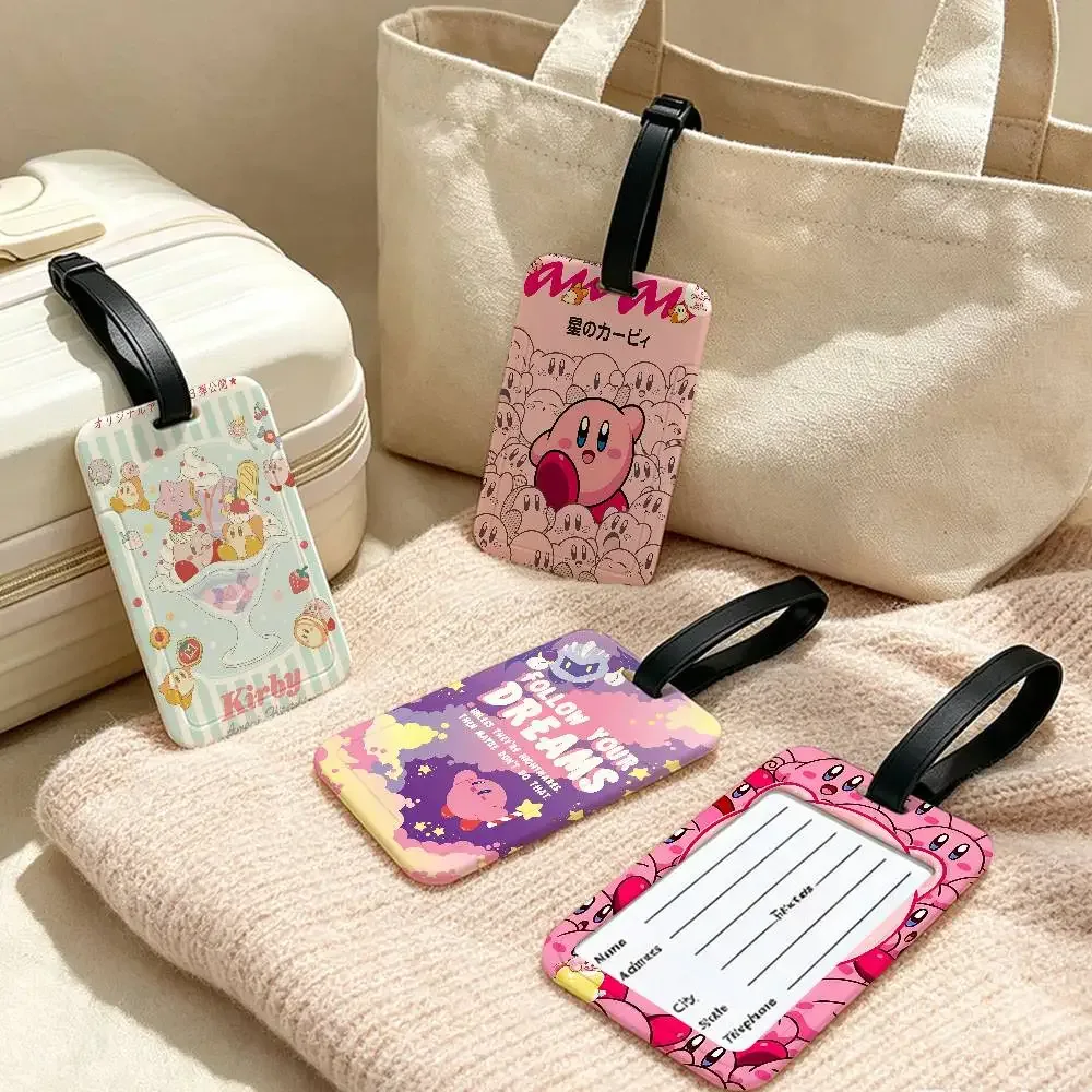 étiquette de bagage de voyage k-kirbys en pvc, étui pour carte d'information, marqueur de nom anti-perte pour sac à dos