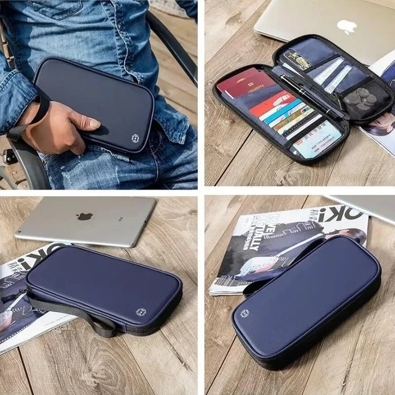 sac de rangement pour passeport de voyage pour hommes et femmes, blocage rfid, sac à main en nylon, portefeuille pour cartes antivol, poudres de téléphone, mini sac à documents